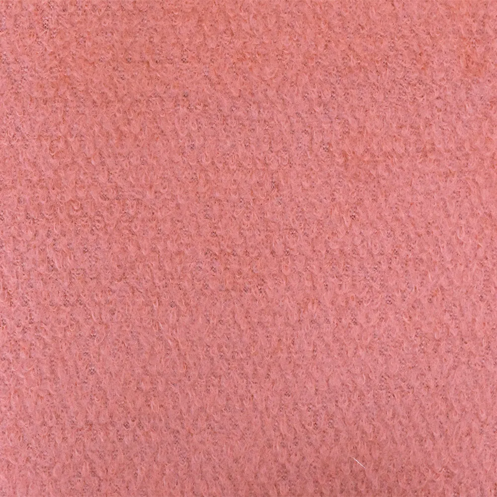 Dusty Pink Textured Boucle Like Wool-Poly Brushed Double Knit Fabric