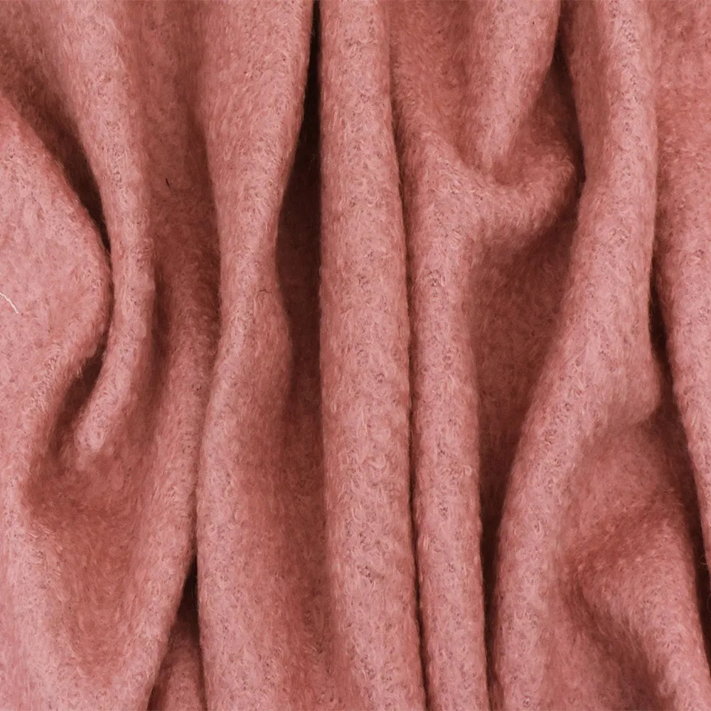 Dusty Pink Textured Boucle Like Wool-Poly Brushed Double Knit Fabric