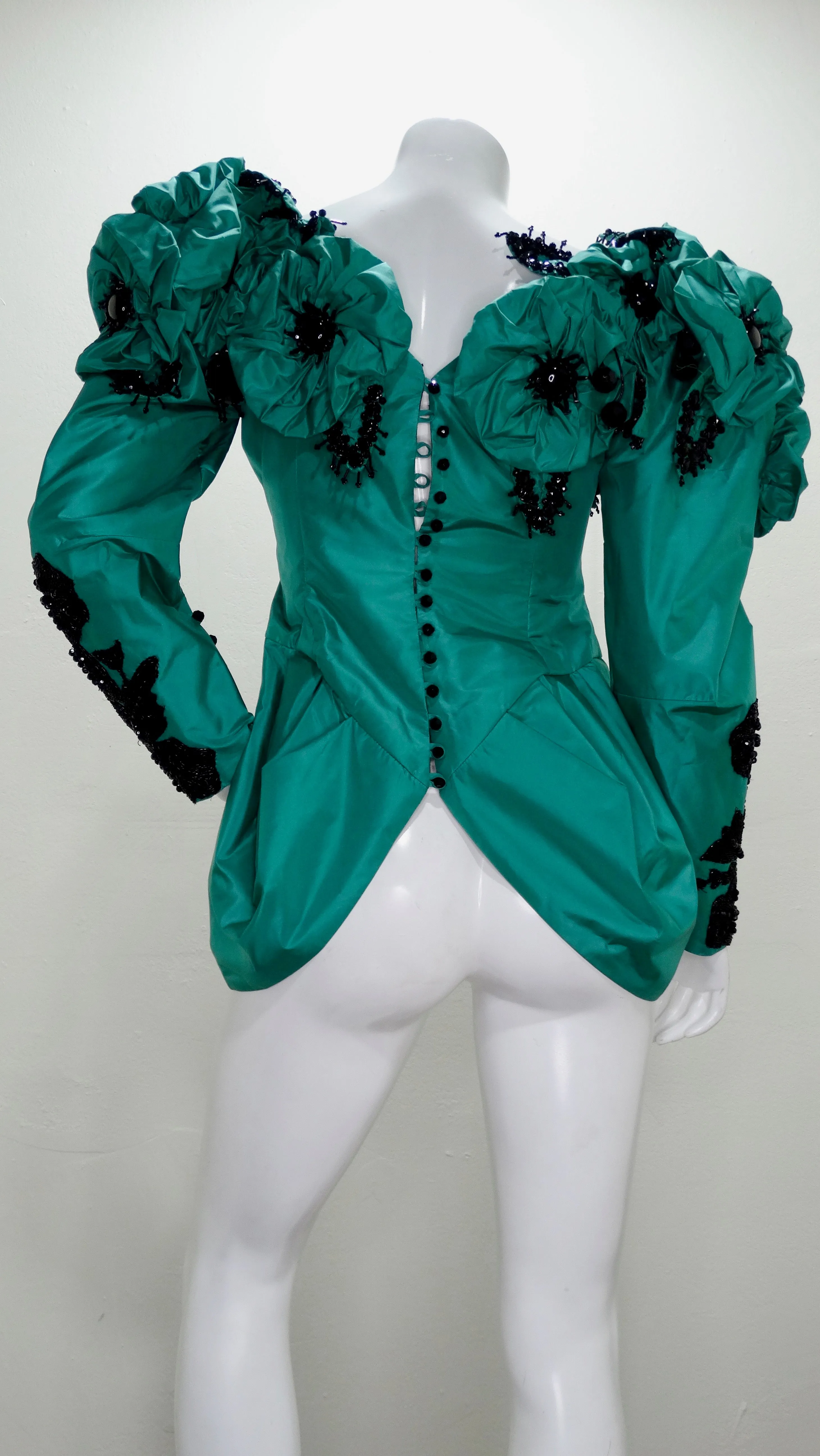 Eavis & Brown Embellished Green Victorian Blouse