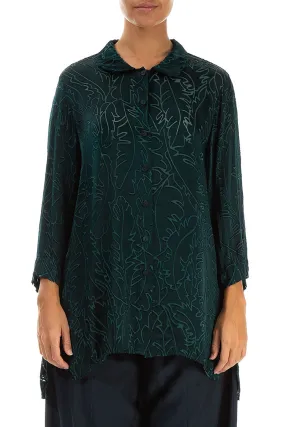 Emerald Devoré Feather Silk Shirt