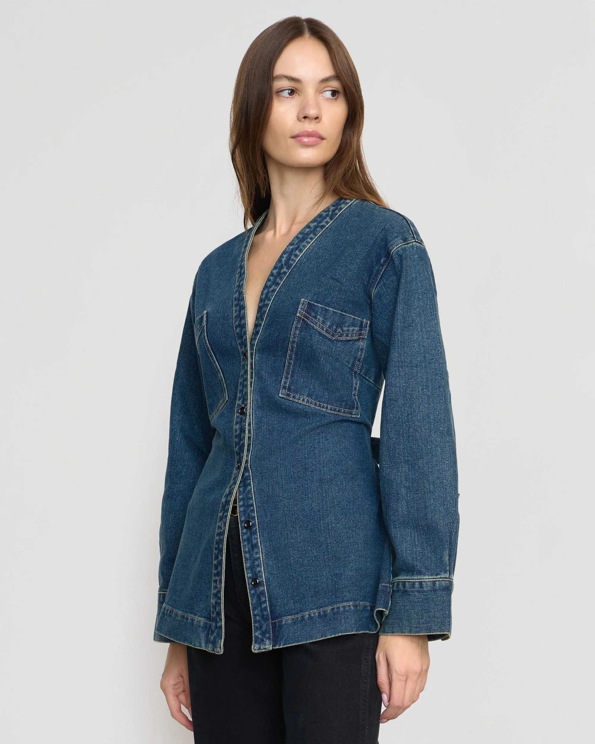 Emmett Structured-Sleeve Denim Jacket