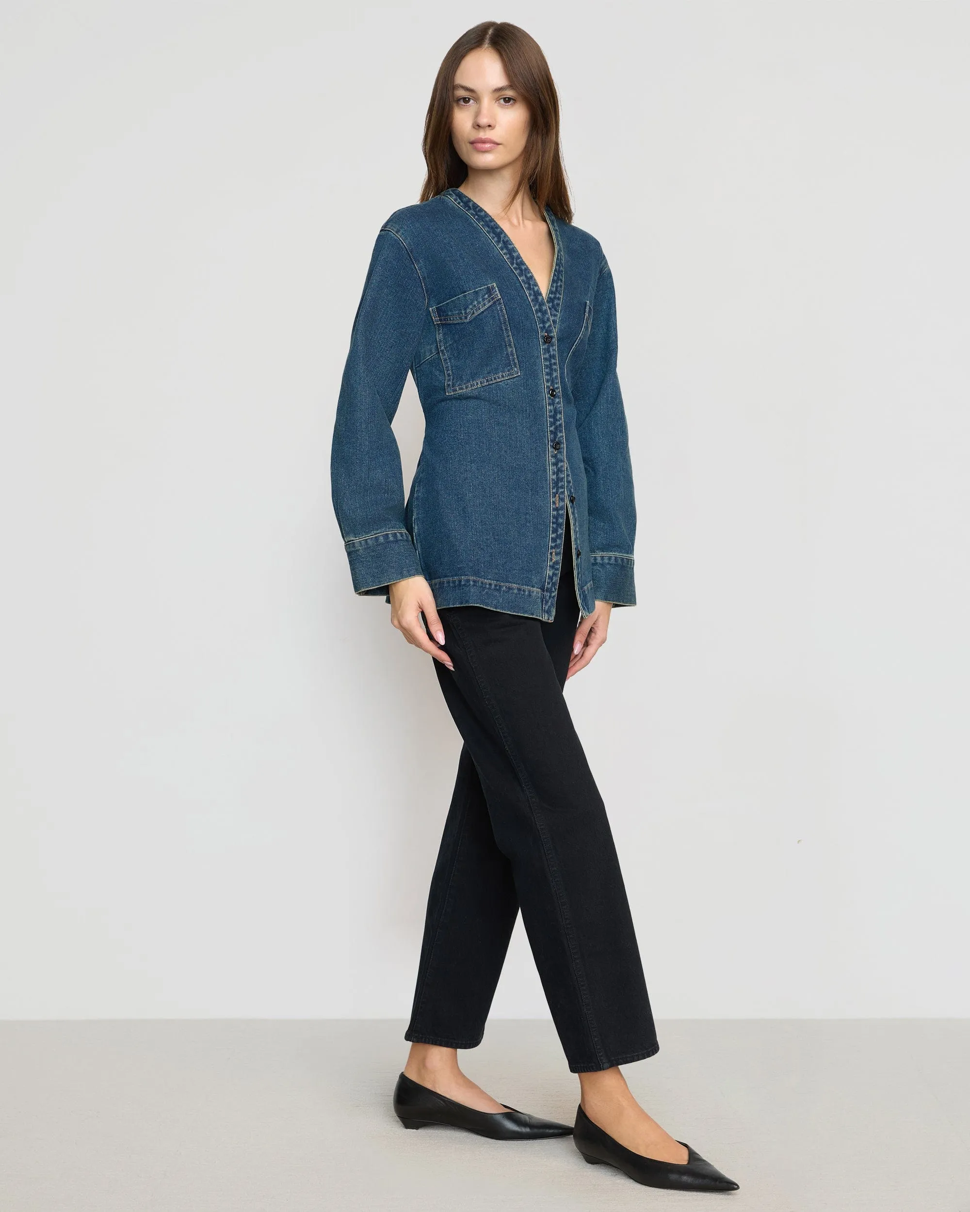 Emmett Structured-Sleeve Denim Jacket