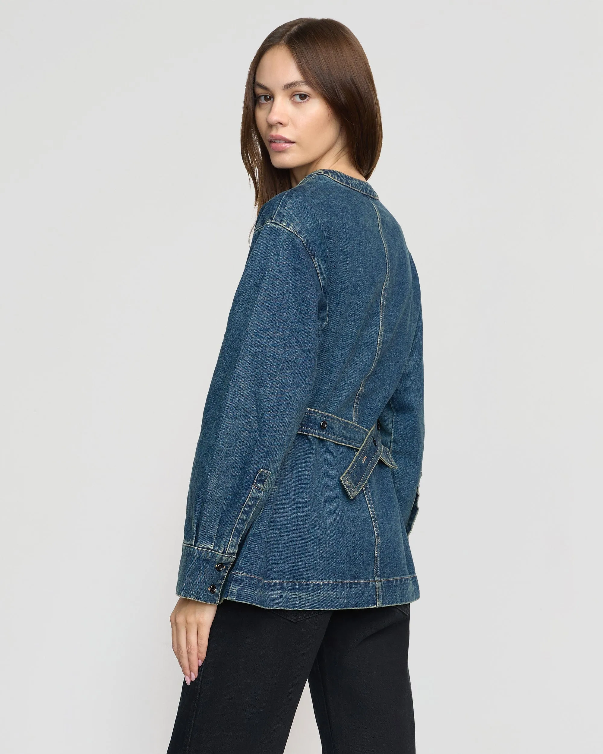 Emmett Structured-Sleeve Denim Jacket