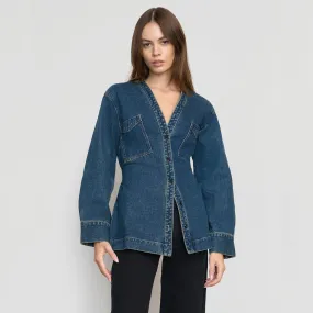 Emmett Structured-Sleeve Denim Jacket