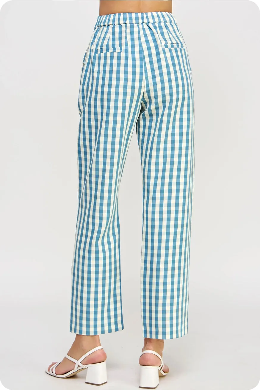 Gingham Straight Leg Trousers