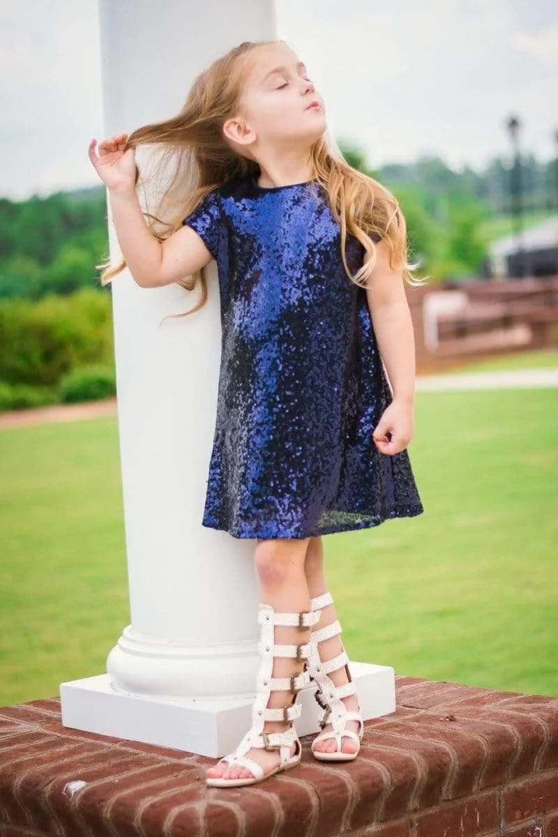 Glamorous Sequin Shift Dress Navy