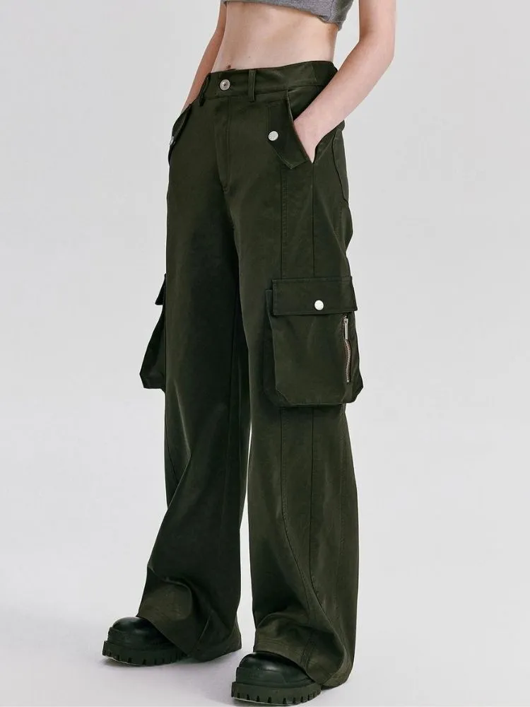 High-waisted straight cargo pants【s0000003466】