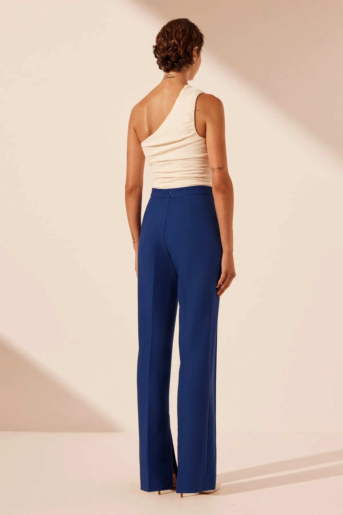 IRENA PINTUCK STRAIGHT LEG PANT - AZURE