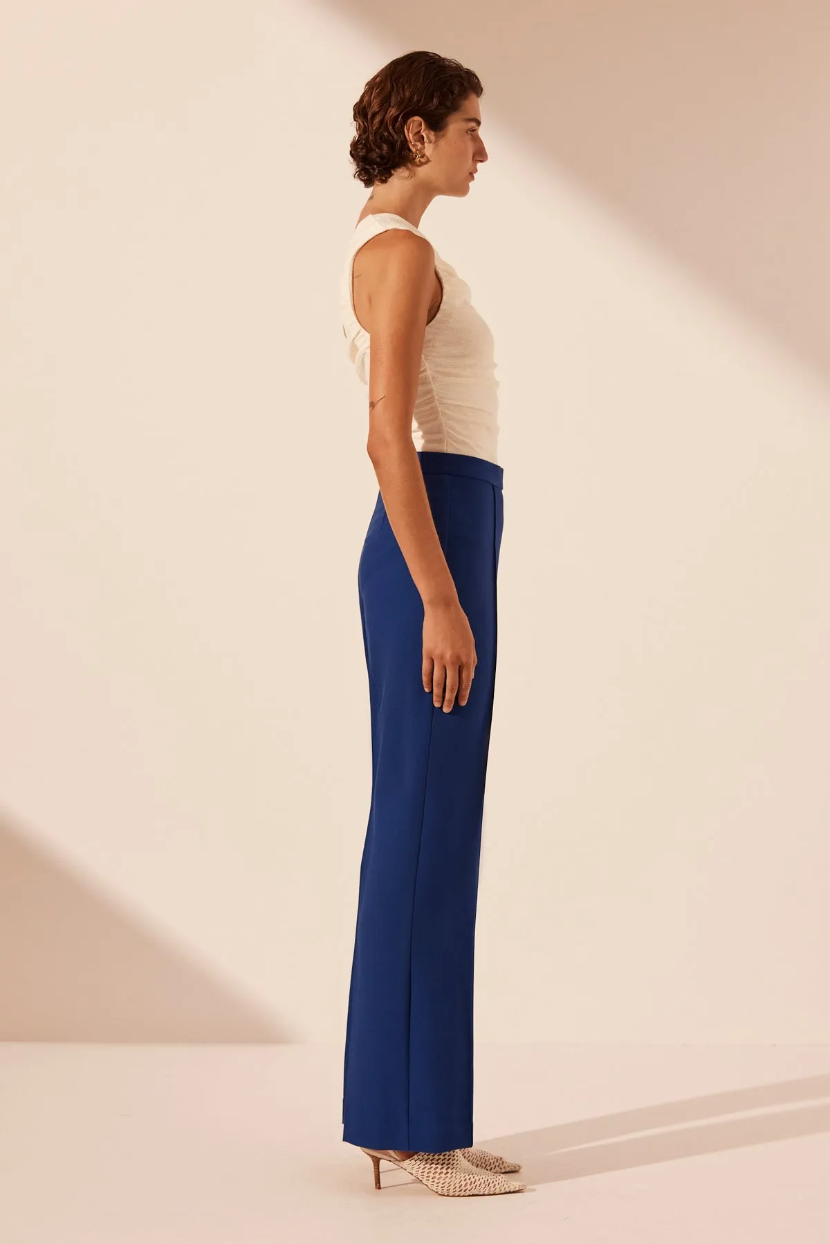 IRENA PINTUCK STRAIGHT LEG PANT - AZURE