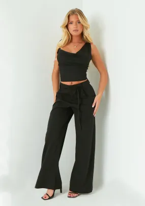 Isabela Black Low Rise Tailored Trousers