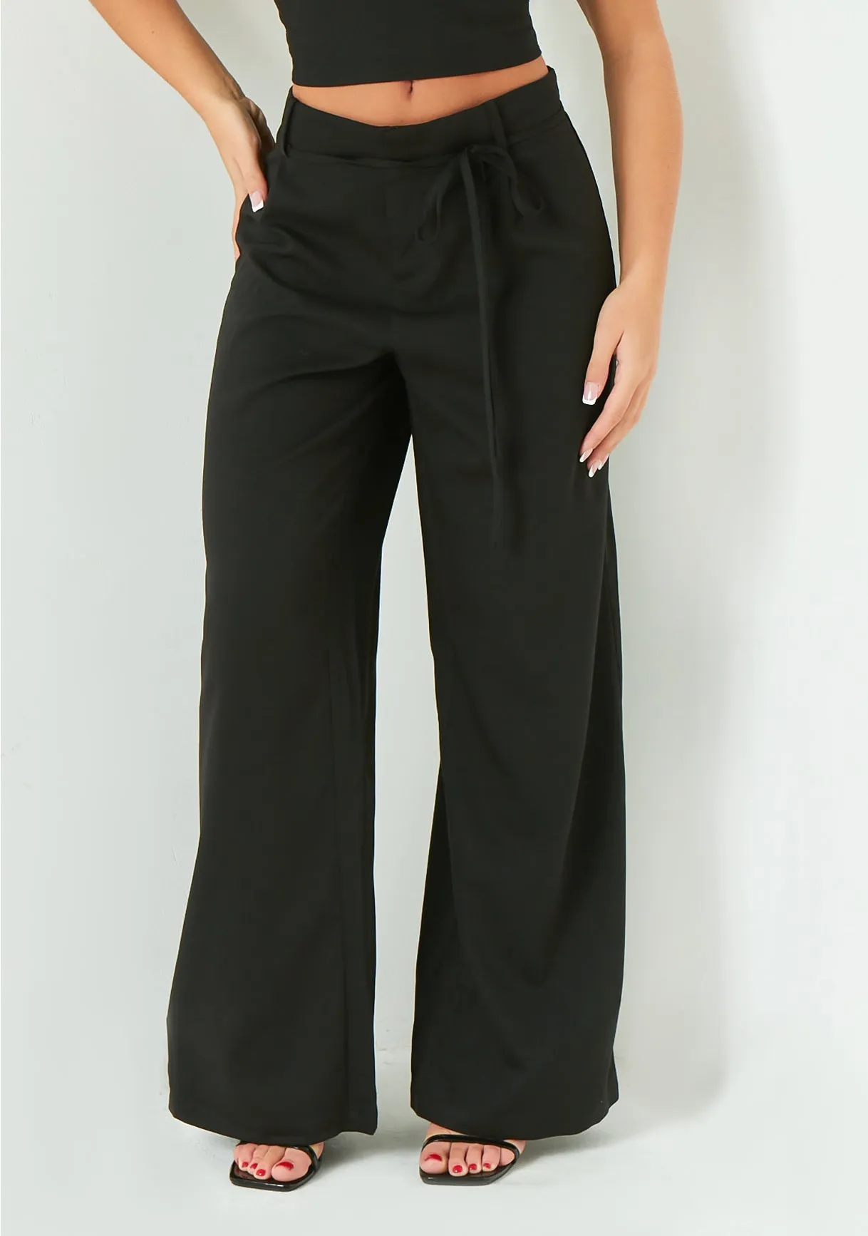 Isabela Black Low Rise Tailored Trousers