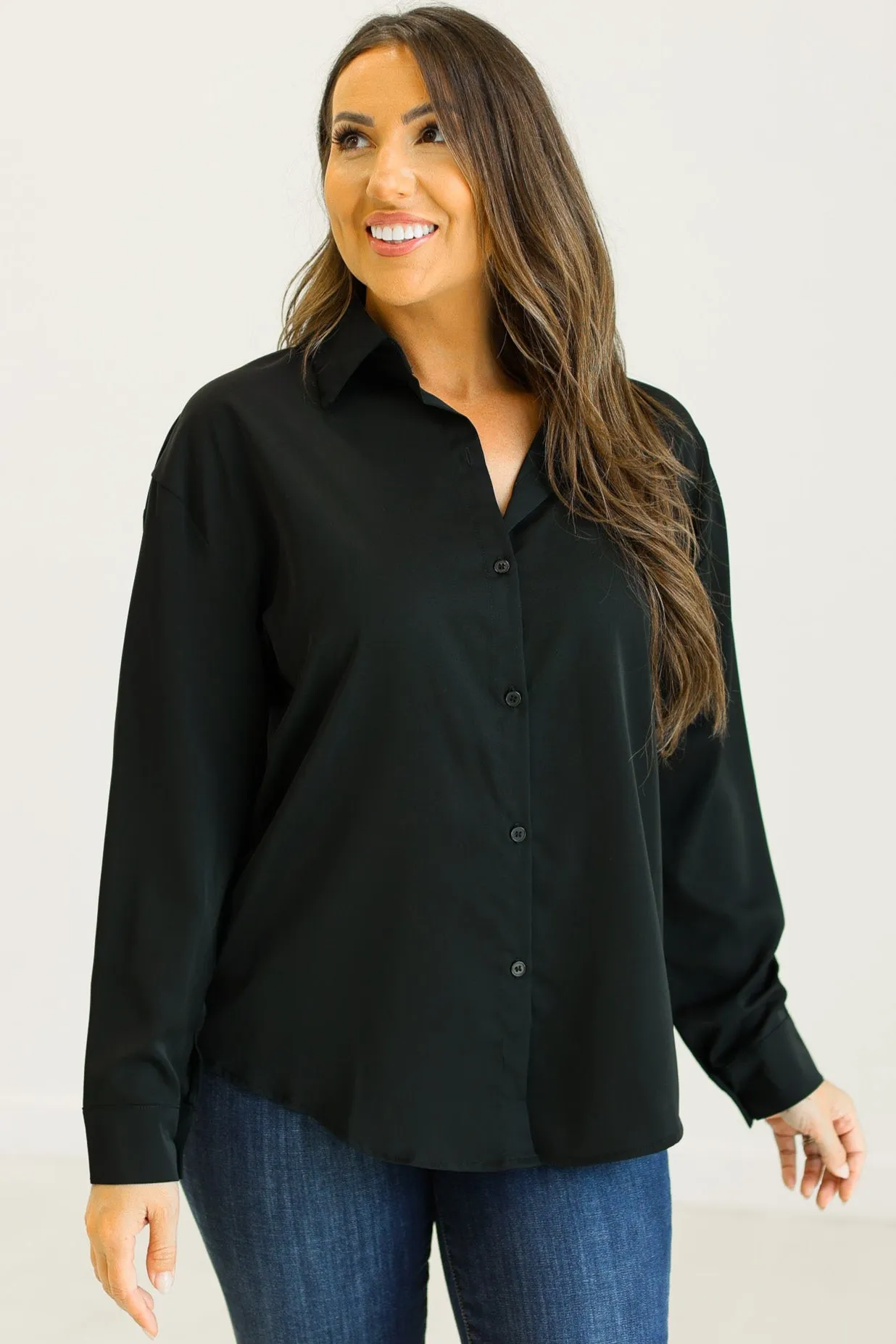 Kathryn Classic Button-Up, Black