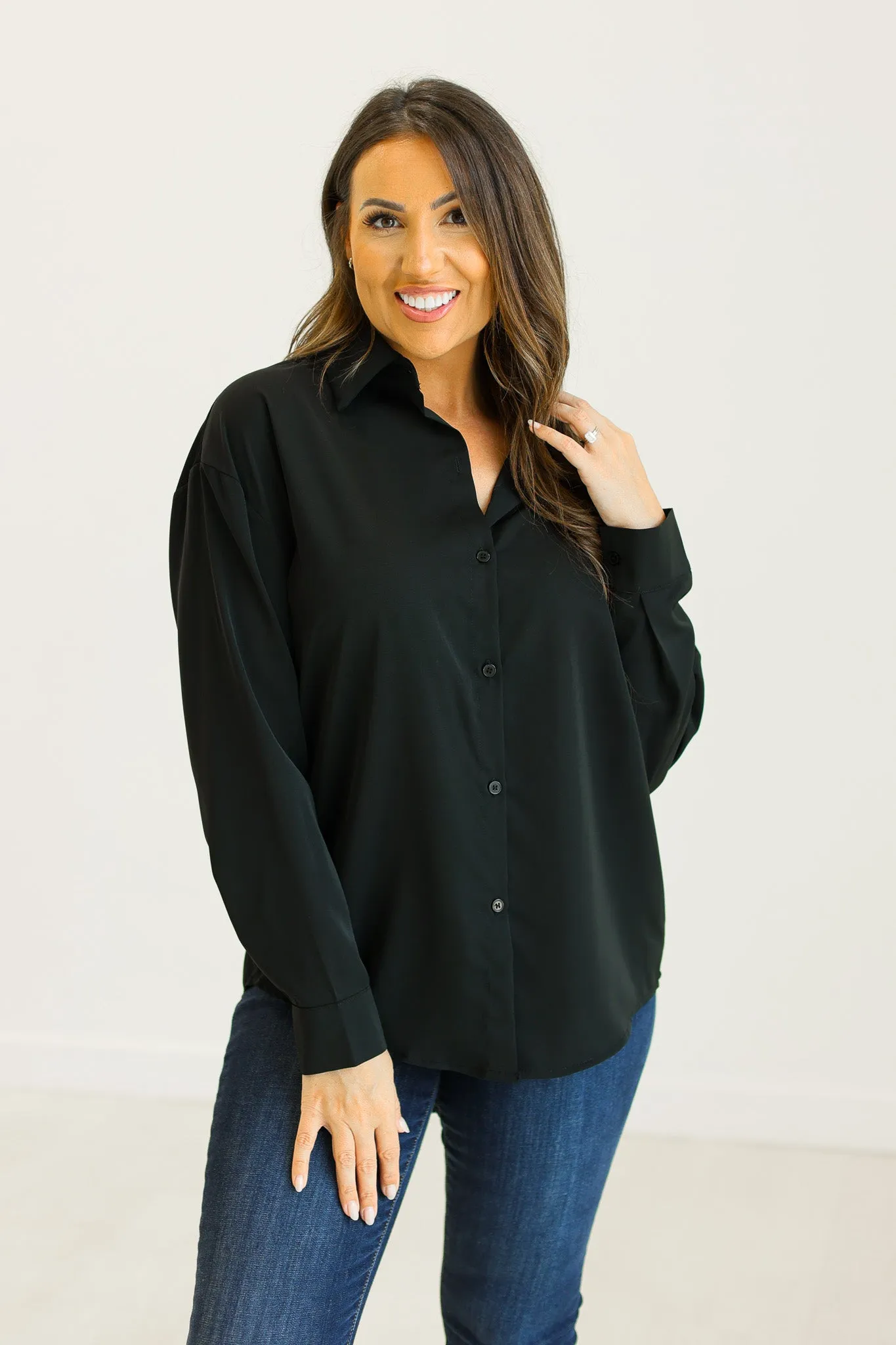 Kathryn Classic Button-Up, Black