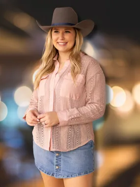 Lace Button Up, Pink