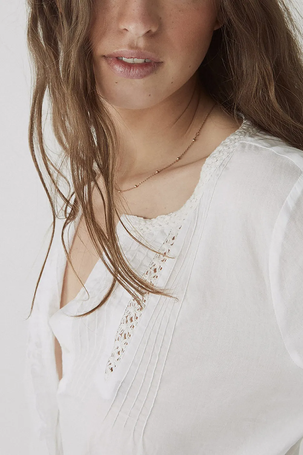 Lace Crochet Button-up Long Sleeve Shirt