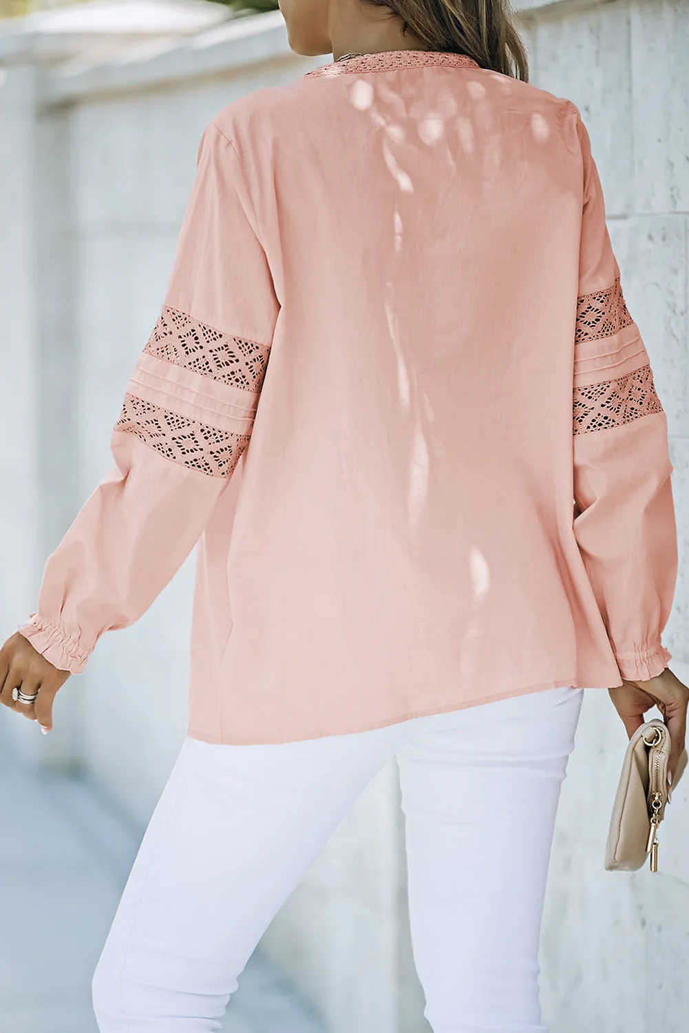 Lace Crochet Button-up Long Sleeve Shirt