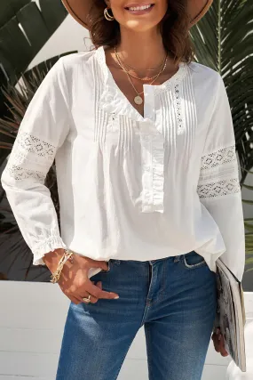 Lace Crochet Button-up Long Sleeve Shirt