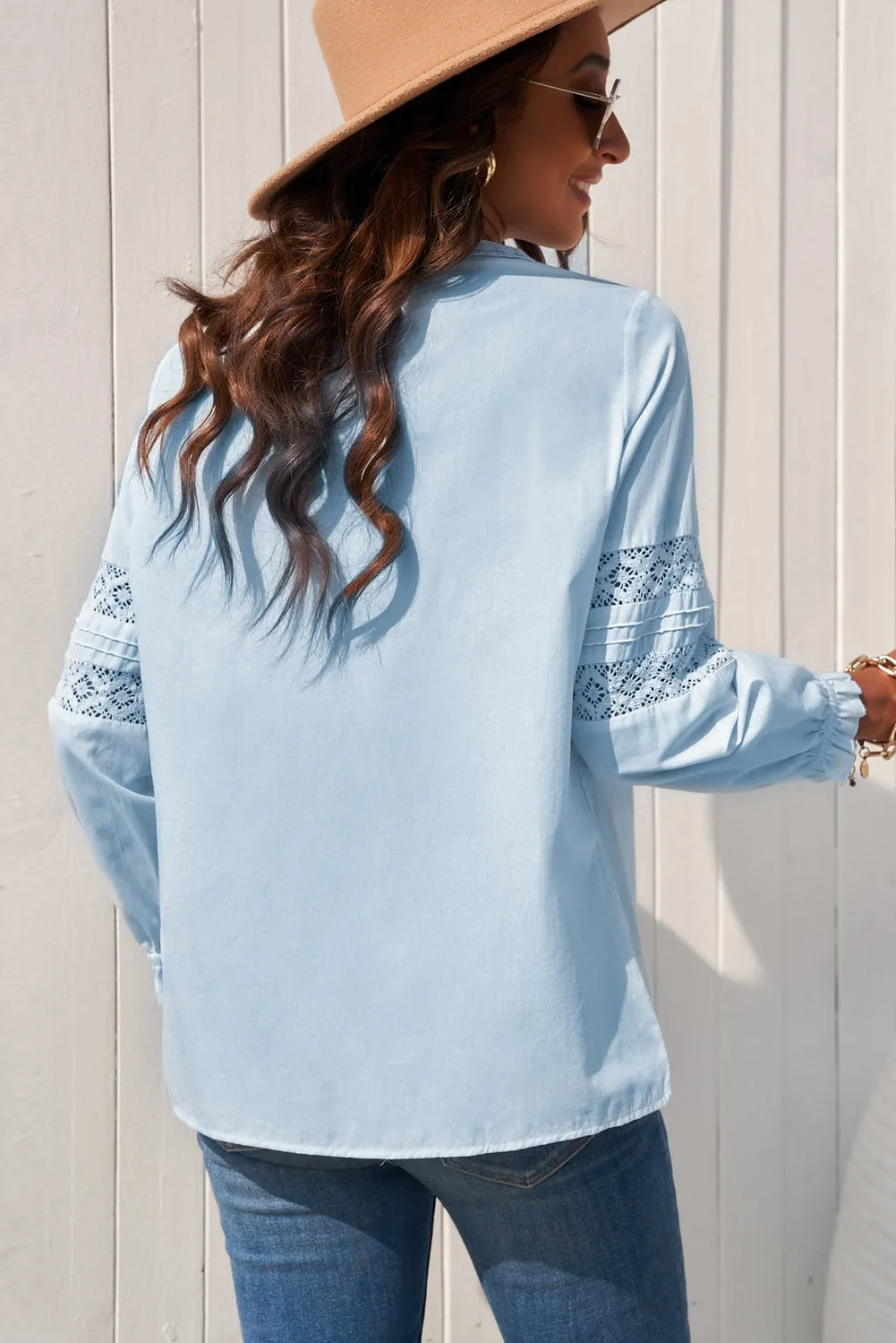 Lace Crochet Button-up Long Sleeve Shirt