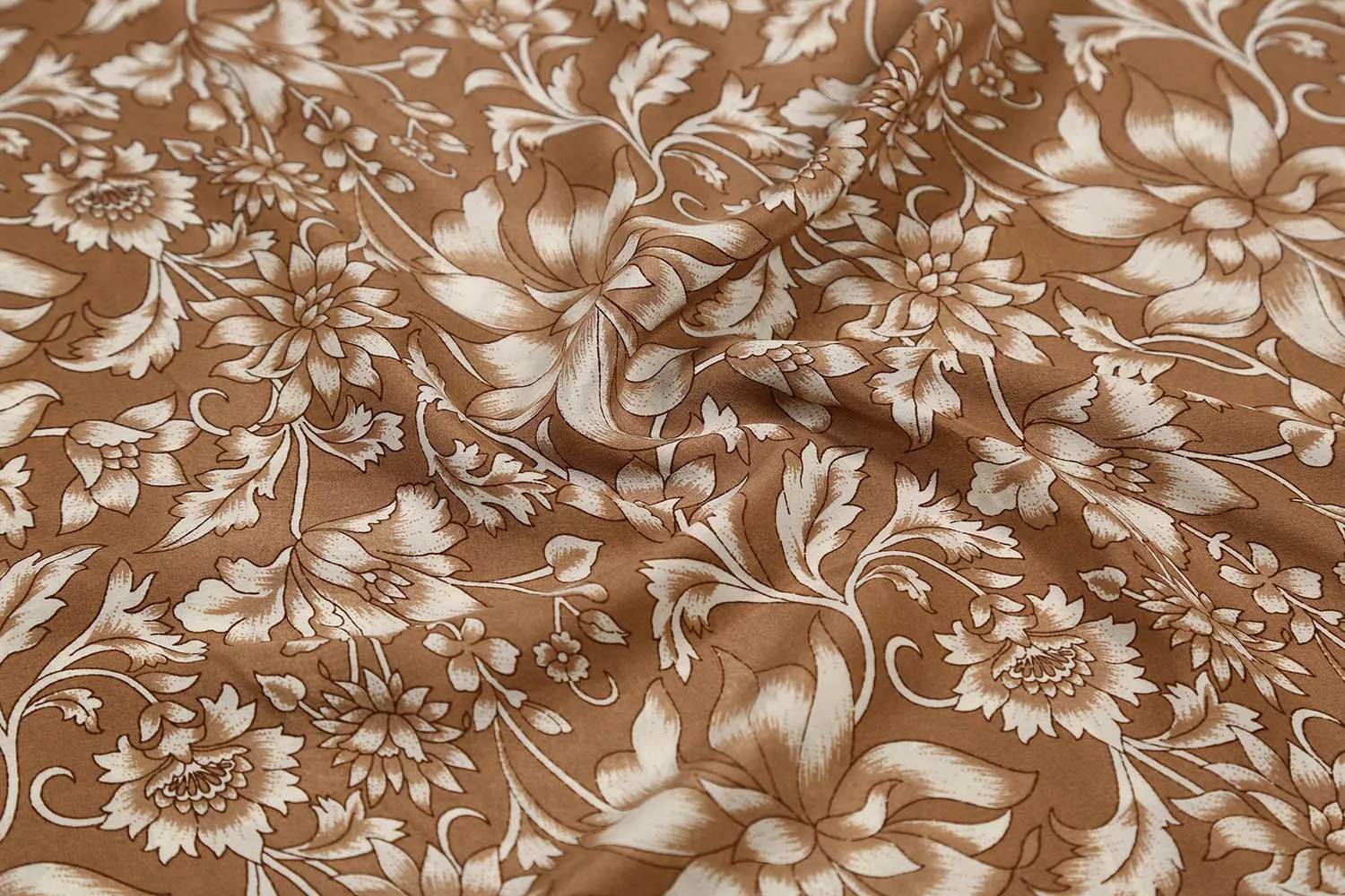 Light Brown 60 Gram Printed Silk Crepe Fabric