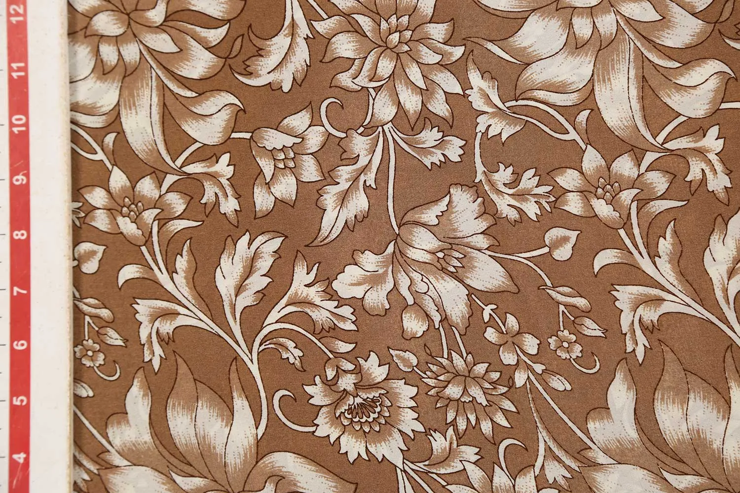 Light Brown 60 Gram Printed Silk Crepe Fabric