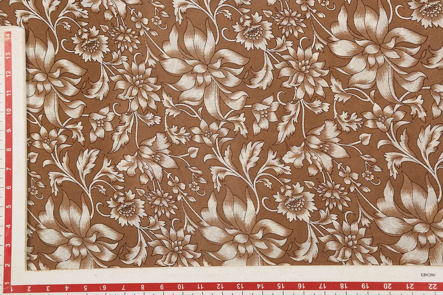 Light Brown 60 Gram Printed Silk Crepe Fabric