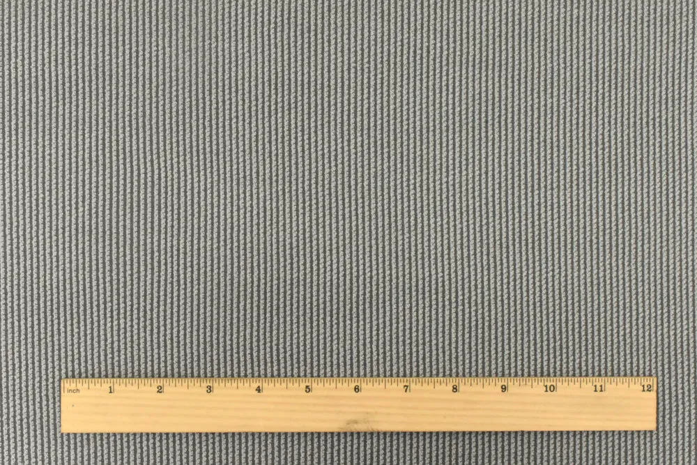 Light Gray-Gray Stripe Textured Wool Cotton Double Knit Fabric