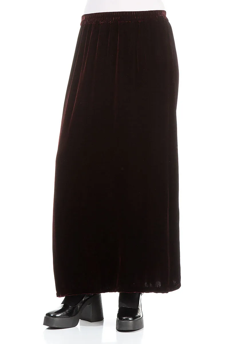 Maxi Bordeaux Silk Velvet Skirt