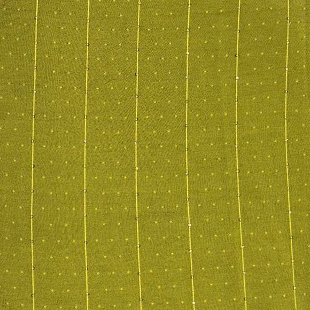 Mehndi Green Stripes Butti Rangila Sequence Silk Fabric