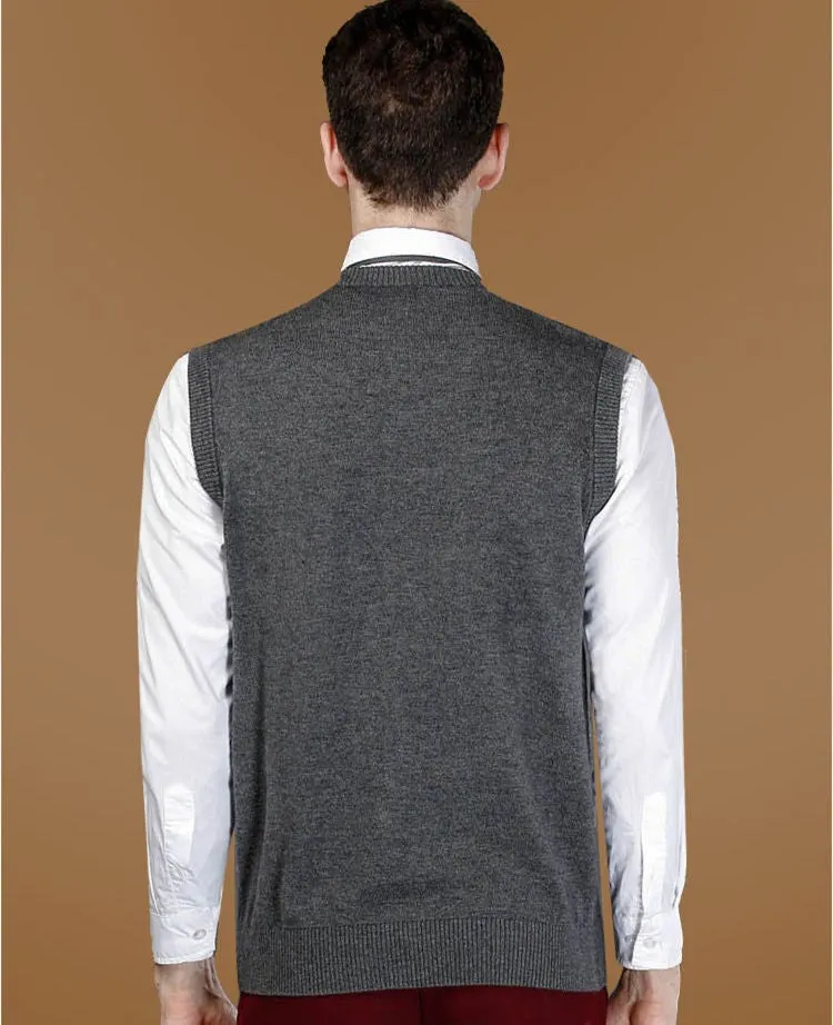 Men's Classic Solid Color V-Neck Sweater Vest