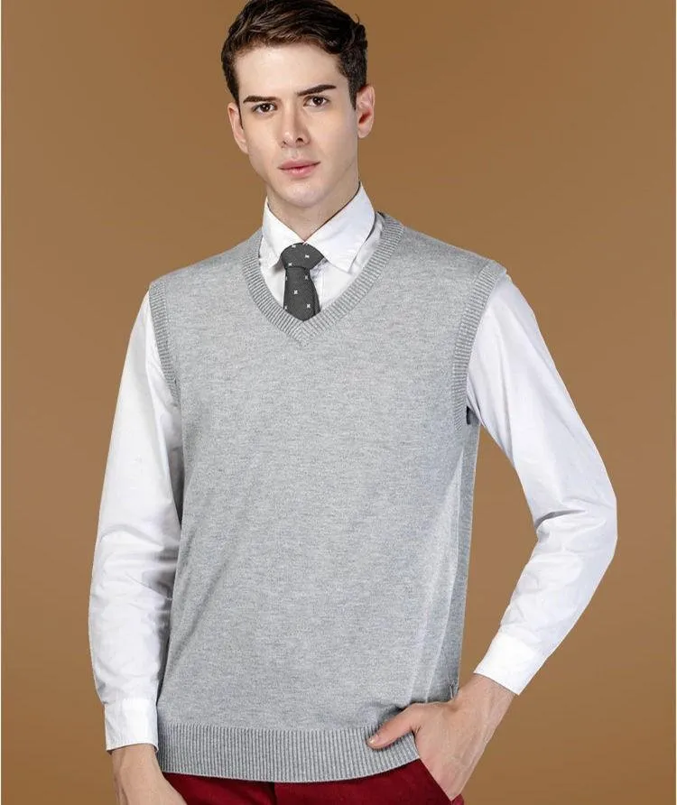 Men's Classic Solid Color V-Neck Sweater Vest