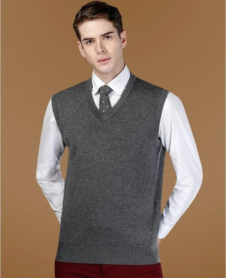 Men's Classic Solid Color V-Neck Sweater Vest