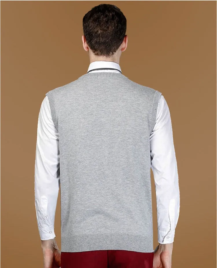 Men's Classic Solid Color V-Neck Sweater Vest