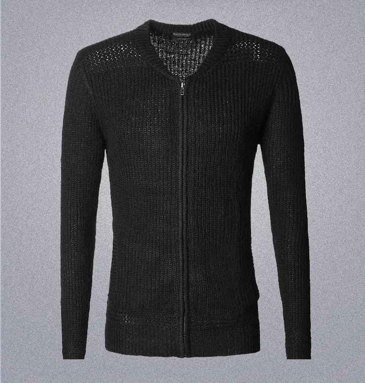 Men's Cotton Casual Zipped Cardigan Sweater