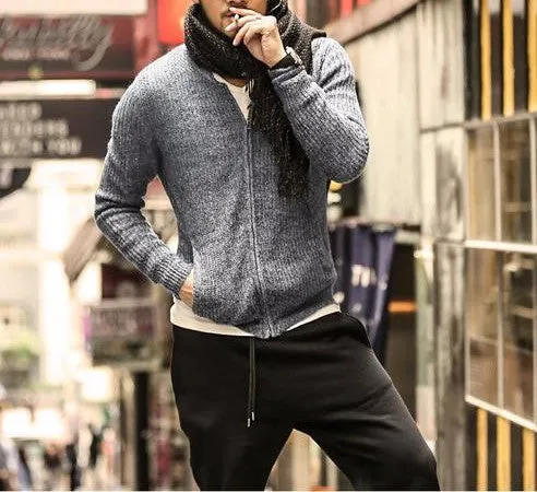 Men's Cotton Casual Zipped Cardigan Sweater