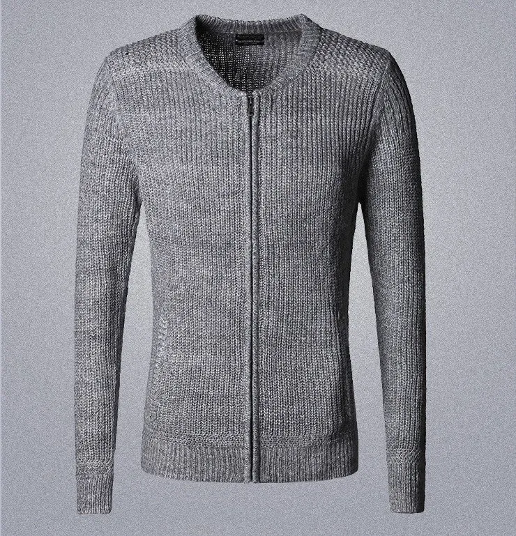 Men's Cotton Casual Zipped Cardigan Sweater