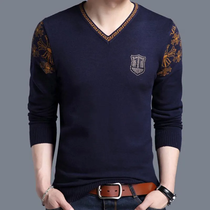 Men's Spring/Autumn Casual Woolen V-Neck Sweater