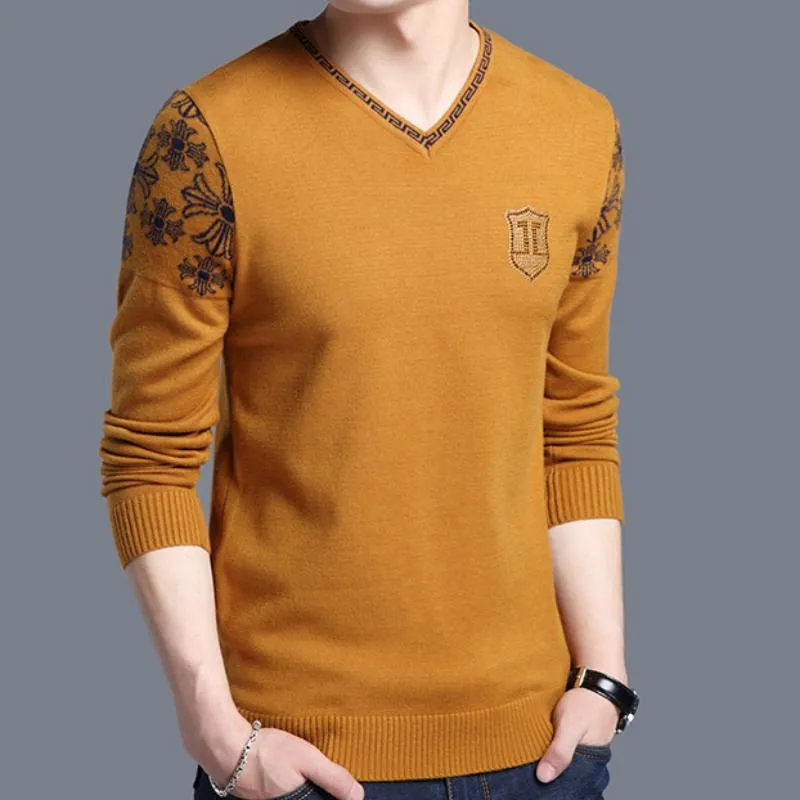 Men's Spring/Autumn Casual Woolen V-Neck Sweater