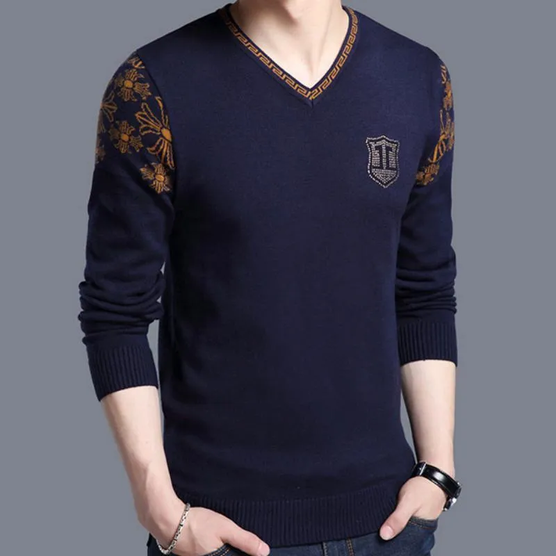 Men's Spring/Autumn Casual Woolen V-Neck Sweater