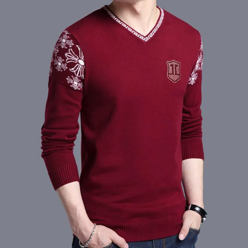 Men's Spring/Autumn Casual Woolen V-Neck Sweater