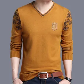 Men's Spring/Autumn Casual Woolen V-Neck Sweater