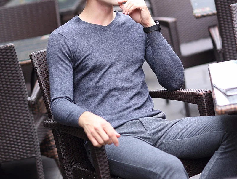 Men's Wool High-Grade V-Neck Pullover