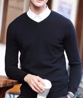 Men's Wool High-Grade V-Neck Pullover