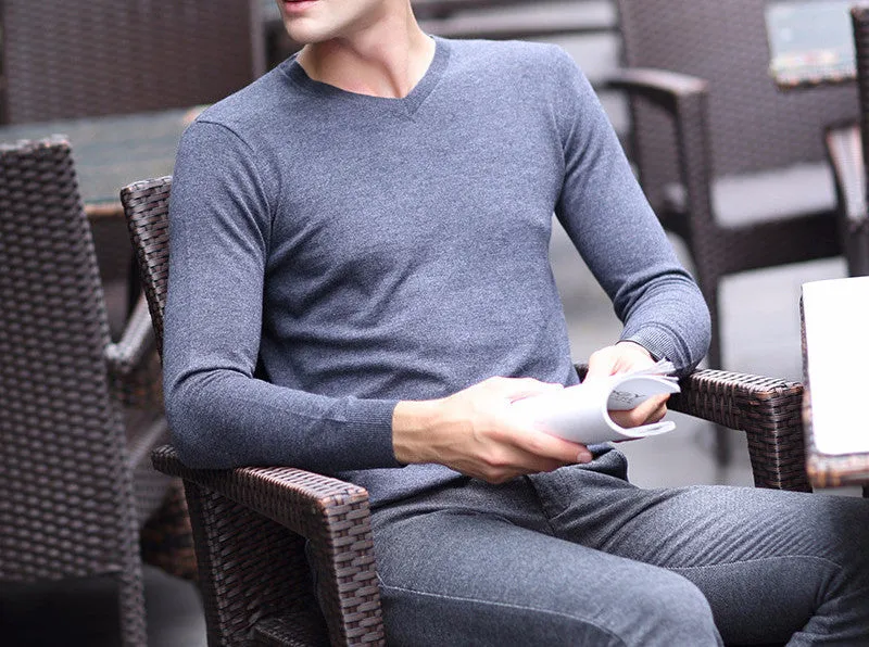 Men's Wool High-Grade V-Neck Pullover