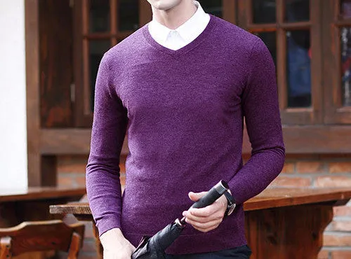 Men's Wool High-Grade V-Neck Pullover