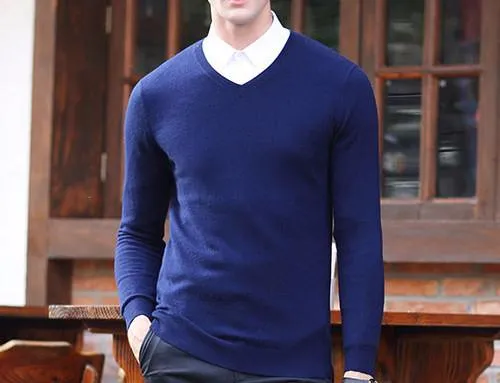 Men's Wool High-Grade V-Neck Pullover