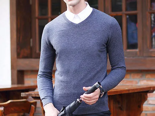 Men's Wool High-Grade V-Neck Pullover