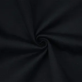 Midnight Black Wool Blend Solid Double Twill Jacketing Fabric