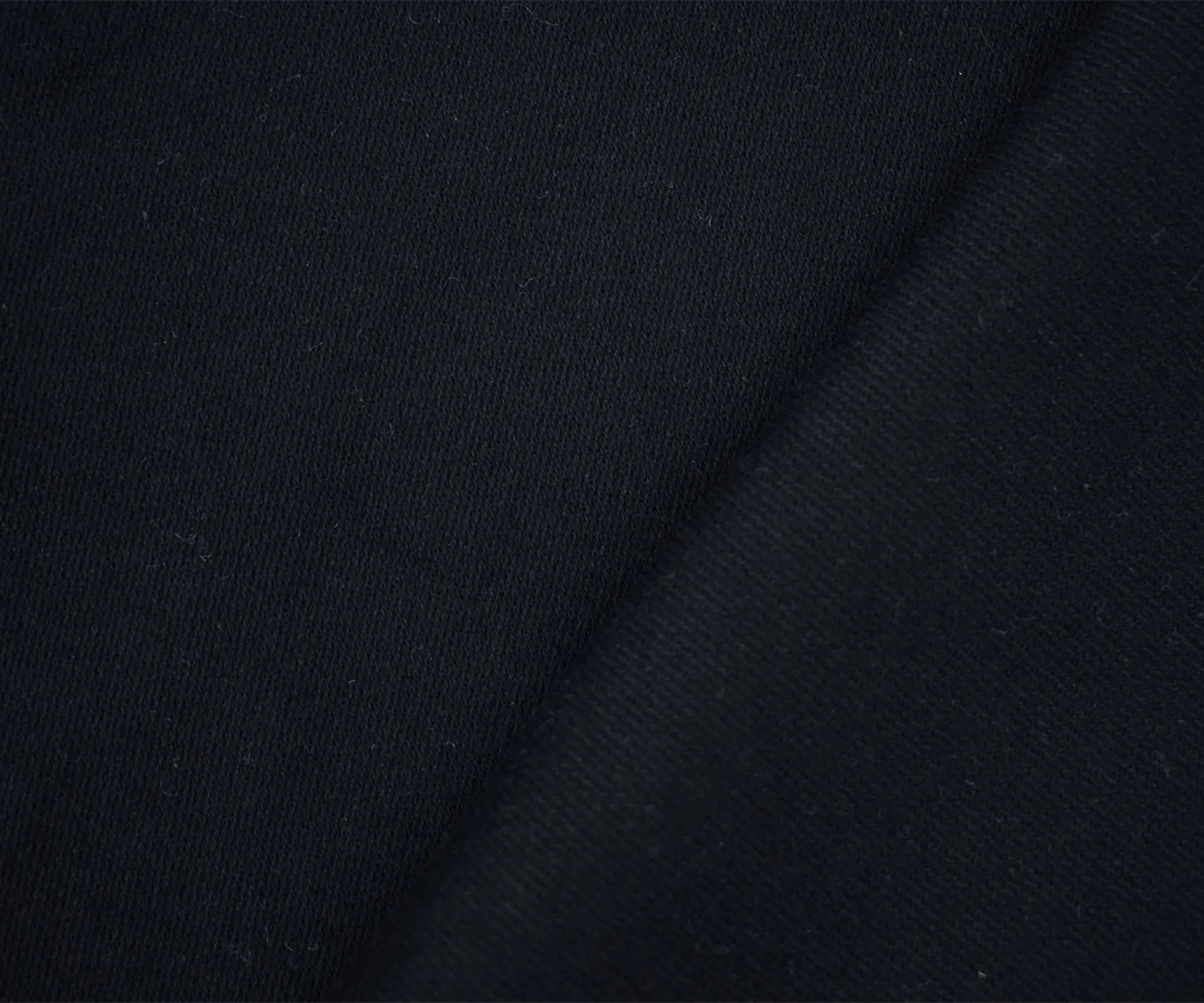 Midnight Black Wool Blend Solid Double Twill Jacketing Fabric