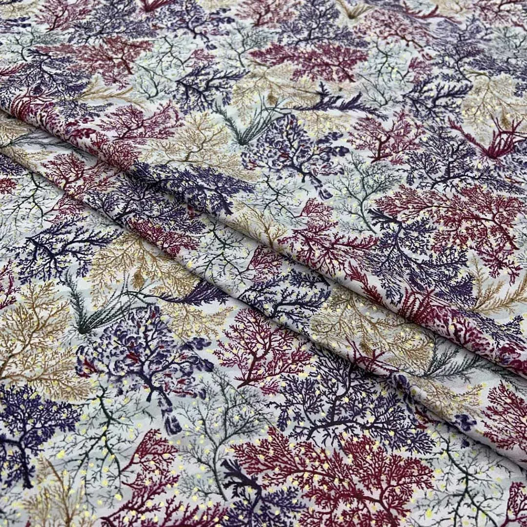 Multicolor Floral Printed Rayon Foil Fabric