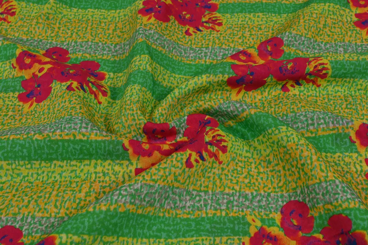 Multicolor  Motifs Printed Cotton Silk Fabric